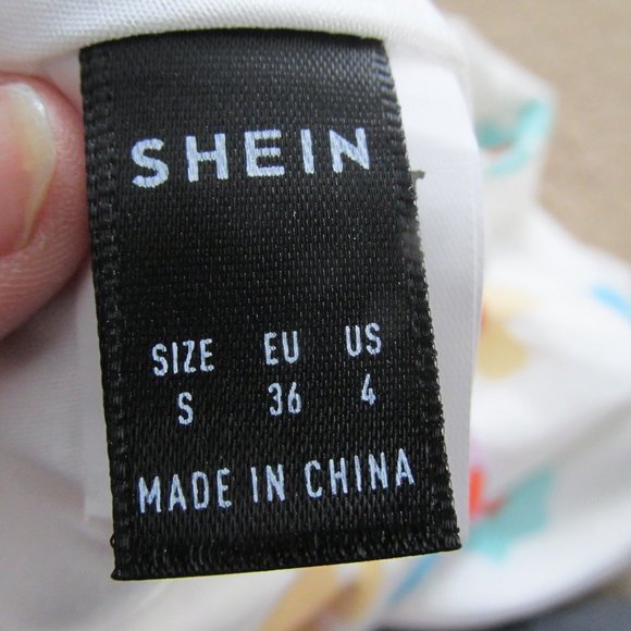 Shein Womens Skirt Sz Small White Floral Lined A Line Knee Length Zip Up Back - Picture 3 of 6